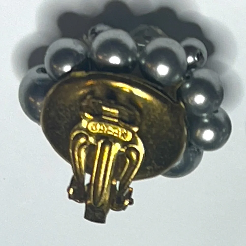 Vintage clip earrings marked Japan lot of 3 pairs blue beaded gold silver gift - Picture 14 of 15